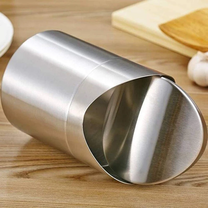 Stainless steel desktop trash can office desk storage bucket mini flip home car trash can