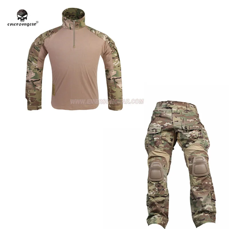 Emersongear conjuntos de uniforme de combate tático g3, 2017 ternos camuflados masculinos, camisa de caça ao ar livre, calças, tops, calças cargo mc