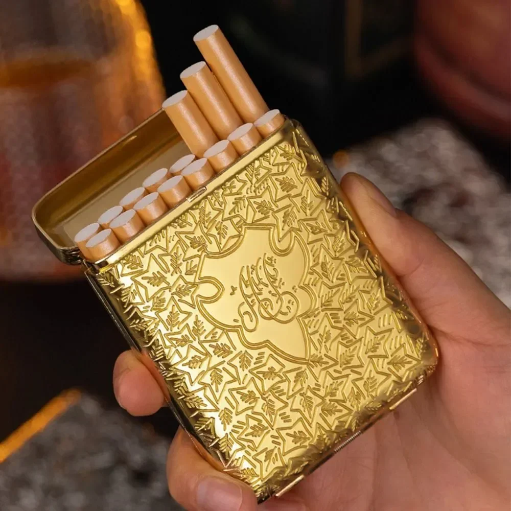 Nostalgic Carved Metal Cigarette Storage Box, Sturdy and Resistant To Falling, 3-open Cigarette Box, Retro Men\'s Gadgets