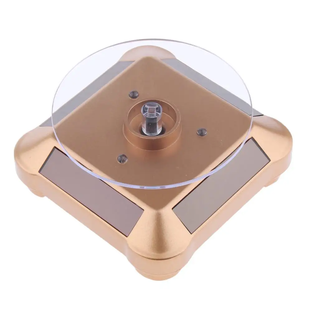 LED Solar Powered Rotating Display Tray 360 Degree Turntable for Jewelry Watches Phones High Quality ABS Plate