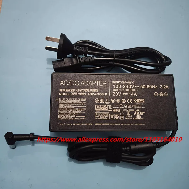 Original AC Adapter Charger For ASUS 20V 14A 280W 6.0x3.7mm ADP-280EB B ADP-280EB F A22-280P1A Laptop Power Supply