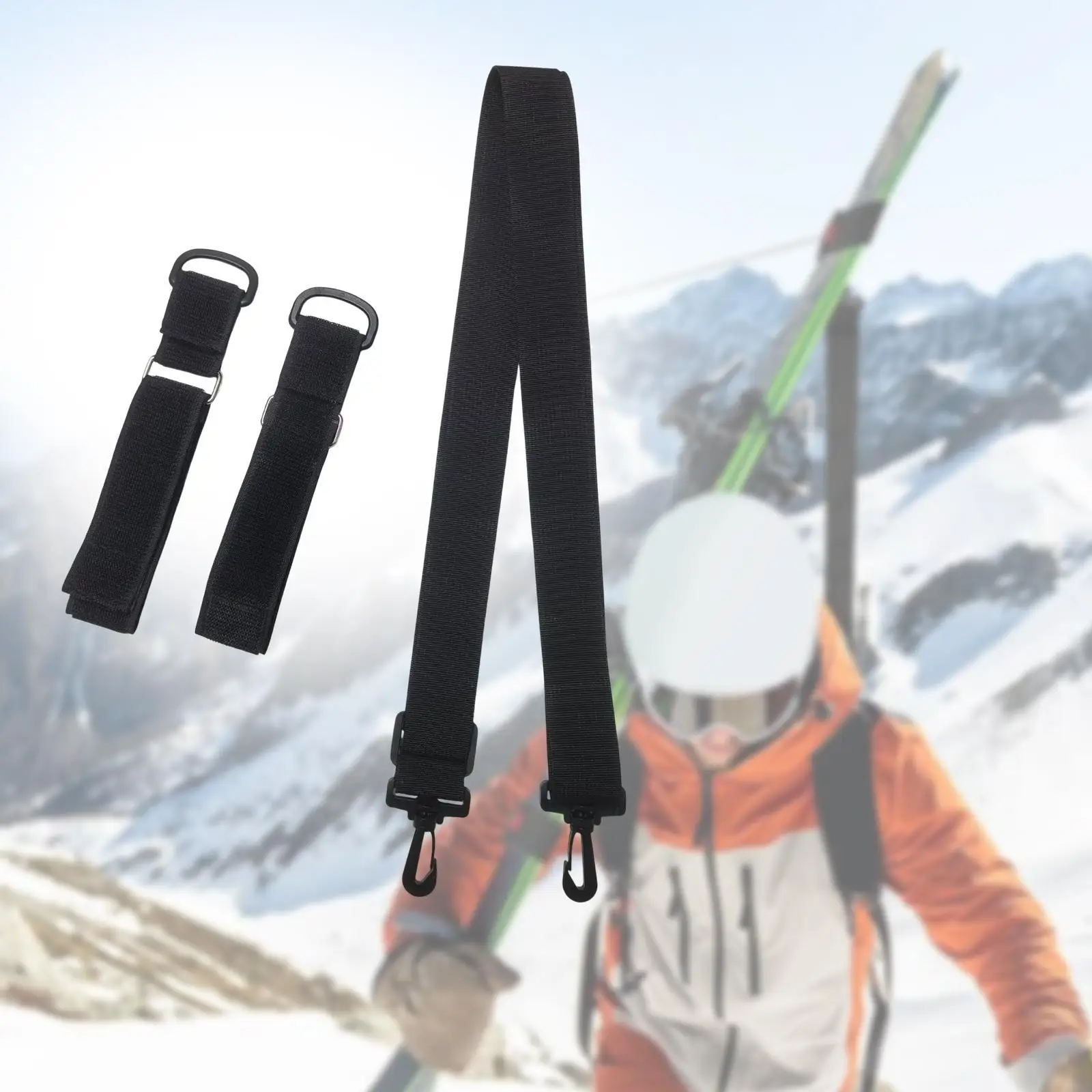 Ski Carrier Strap, Shoulder Carrier Lash Hand Carry Men Women Removable Adjustable Snowboard Carrying Strap, Black