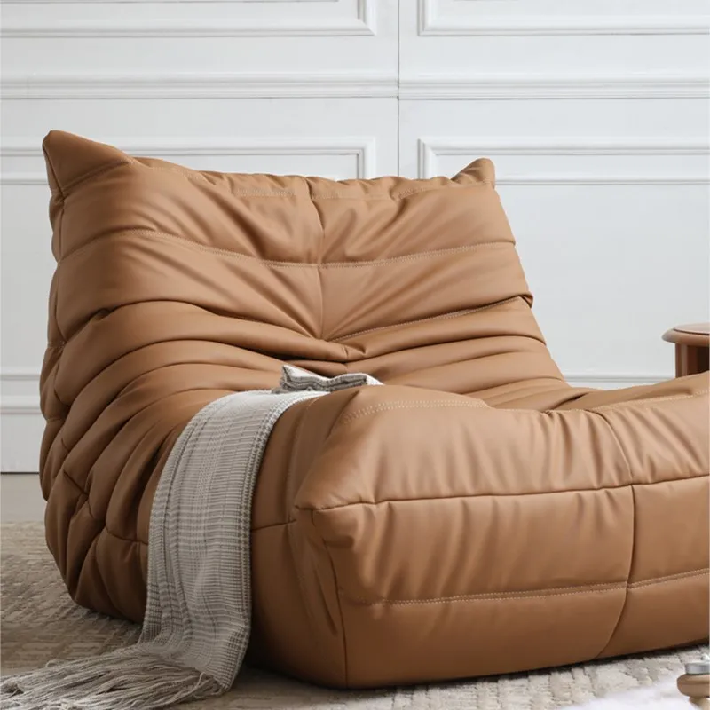 캐터필러 토고 싱글 리클라이너 레이지 소파 와비사비 스타일 거실 침실 발코니 휴식용 리클라이닝 수면용 78x103cm