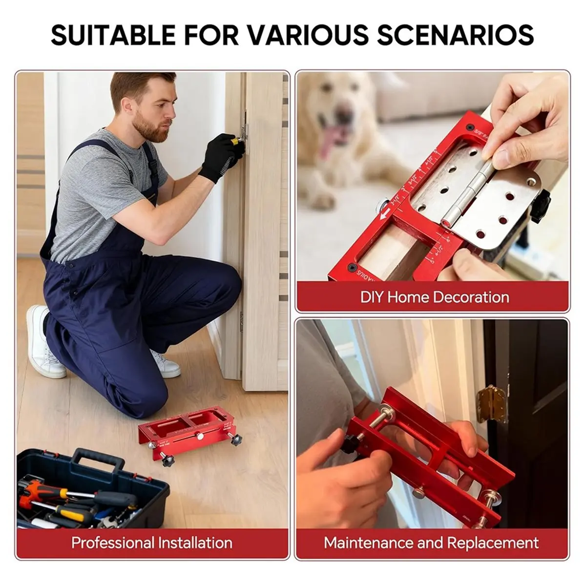 Aluminum Alloy Door Hinge Jig, Door Hinge Router Jig with Scale,Fits for 2.5-5