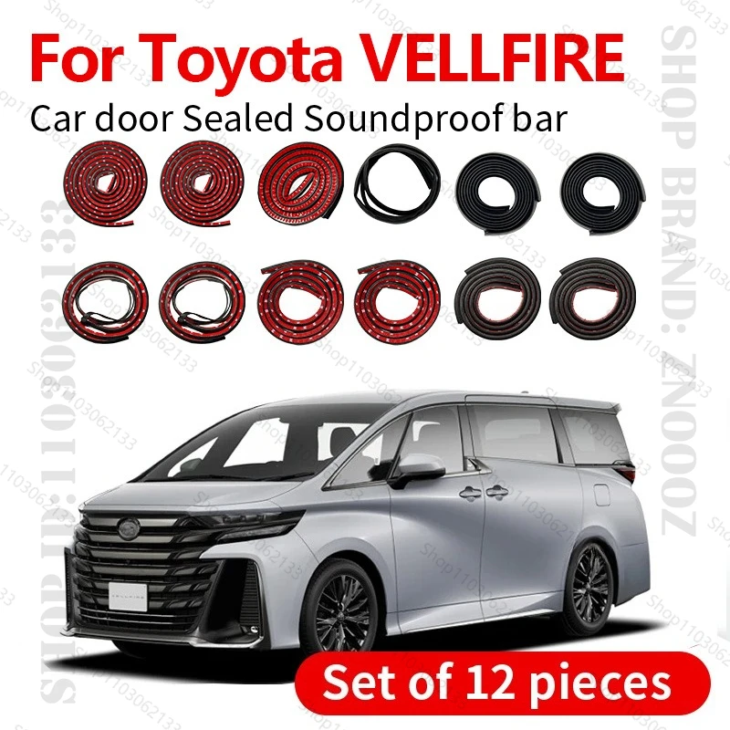 

For Toyota VELLFIRE Car Door Seal Strip Rubber Double Layer Sealing Protector Soundproof Strip Dustproof Seal Strip 12 PCS Set