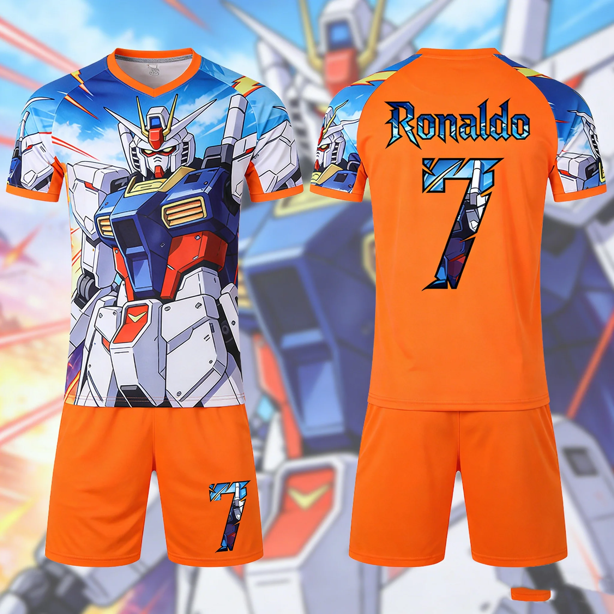

Gundam Anime Sweatshirts, Ronaldo Outdoor Football Sweatshirts, Quick-drying Men's T-shirts and Shorts Children's Sets
