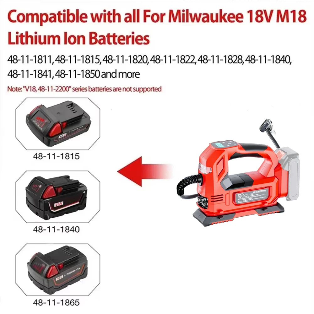 Electric Air Pump Powered Inflator Cordless Car Tire Air Compressor Inflatable Pump Fit Makita/Dewalt/Milwaukee 18V No Battery image 6