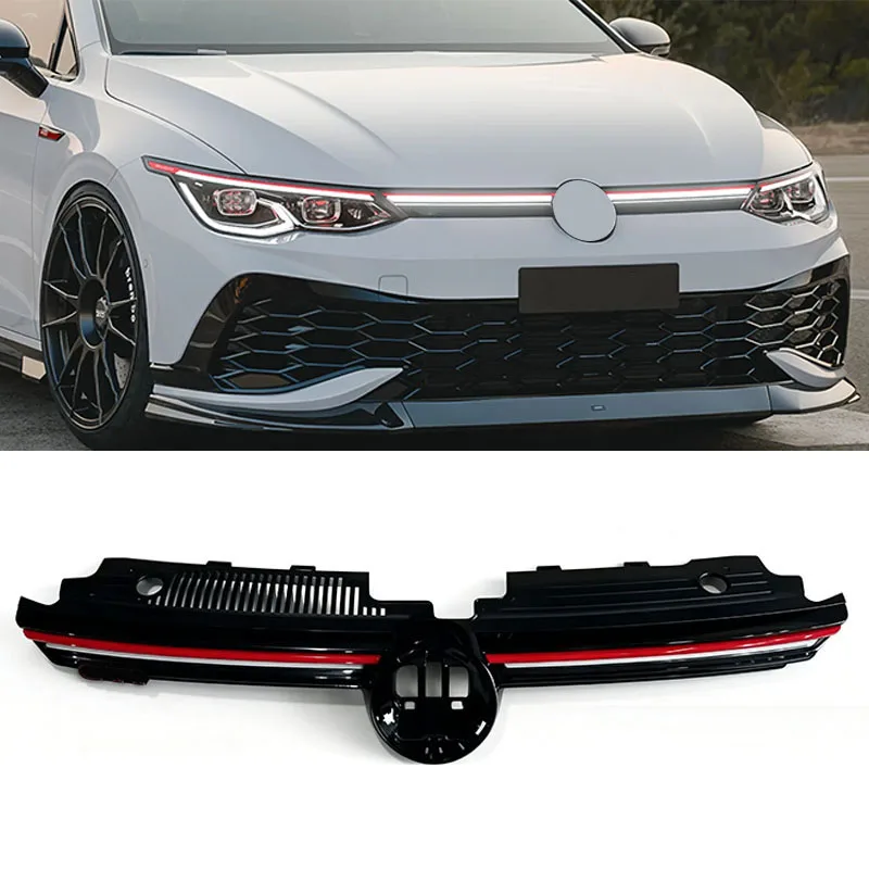 FOR Volkswagen Golf 8 GTI 2020–2024 Front Grille,Red Line/Chrome/R-Line Trim,With LED Light Strip OE 5HG853653