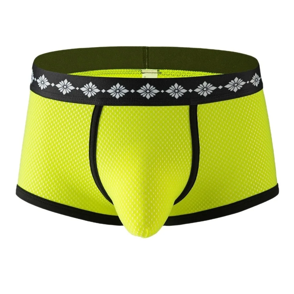 Comfortable Low-waist Men's Underwear Mesh Design Patchwork Briefs Boxer Breathable Panty for Male Boy
