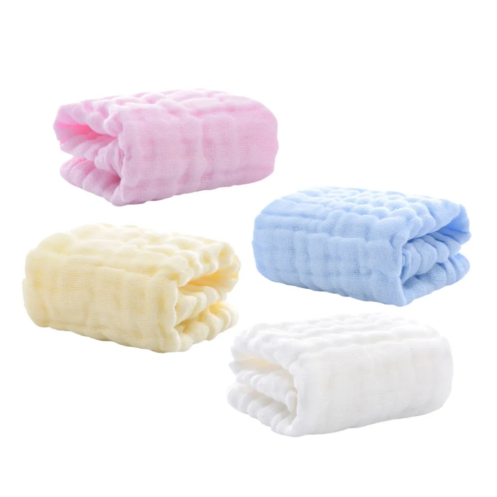 

4Pcs Cotton Baby Handkerchiefs Soft Multi-Layer Infant Washcloths Newborn Square Towels Burp Cloths Face Towel