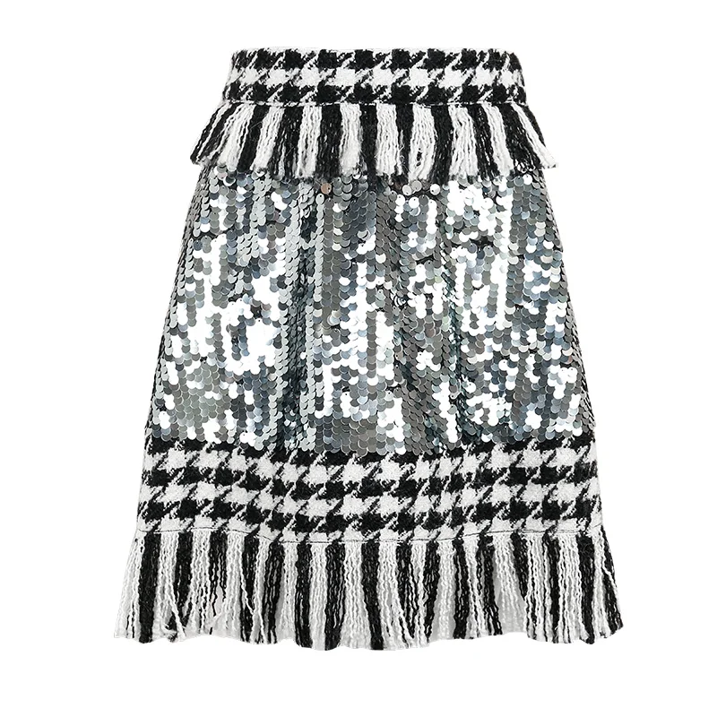 فستان نسائي من أفيفا أون إيرث بتصميم ترتر ثقيل الوزن، برقبة رسن وأكمام قصيرة، تنورة ميدي ضيقة عالية الخصر، موضة الخريف