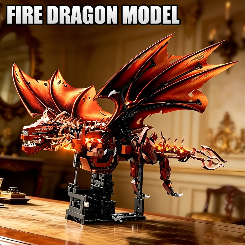 Movie Series 1271pcs MOC Bronze Dragon Fury Building Blocks Model Assembly Giant Fire Dragon Bricks Toys For Boys Adult Gifts