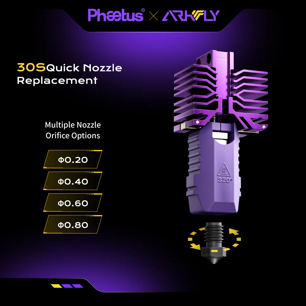 Phaetus Arkfly QIDI Plus4 ホットエンド 3Dプリンター用 Conch M6 ホットエンド 高品質 エンドコートノズル付き QIDI Plus4用 ノズル交換用