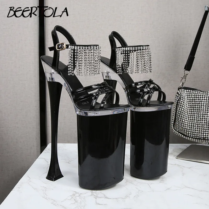 

Women's Cross Strap High Platform Sandals Nightclub Super High Heels 26CM Sandals Exaggerated Catwalk Pole Dance Shoes