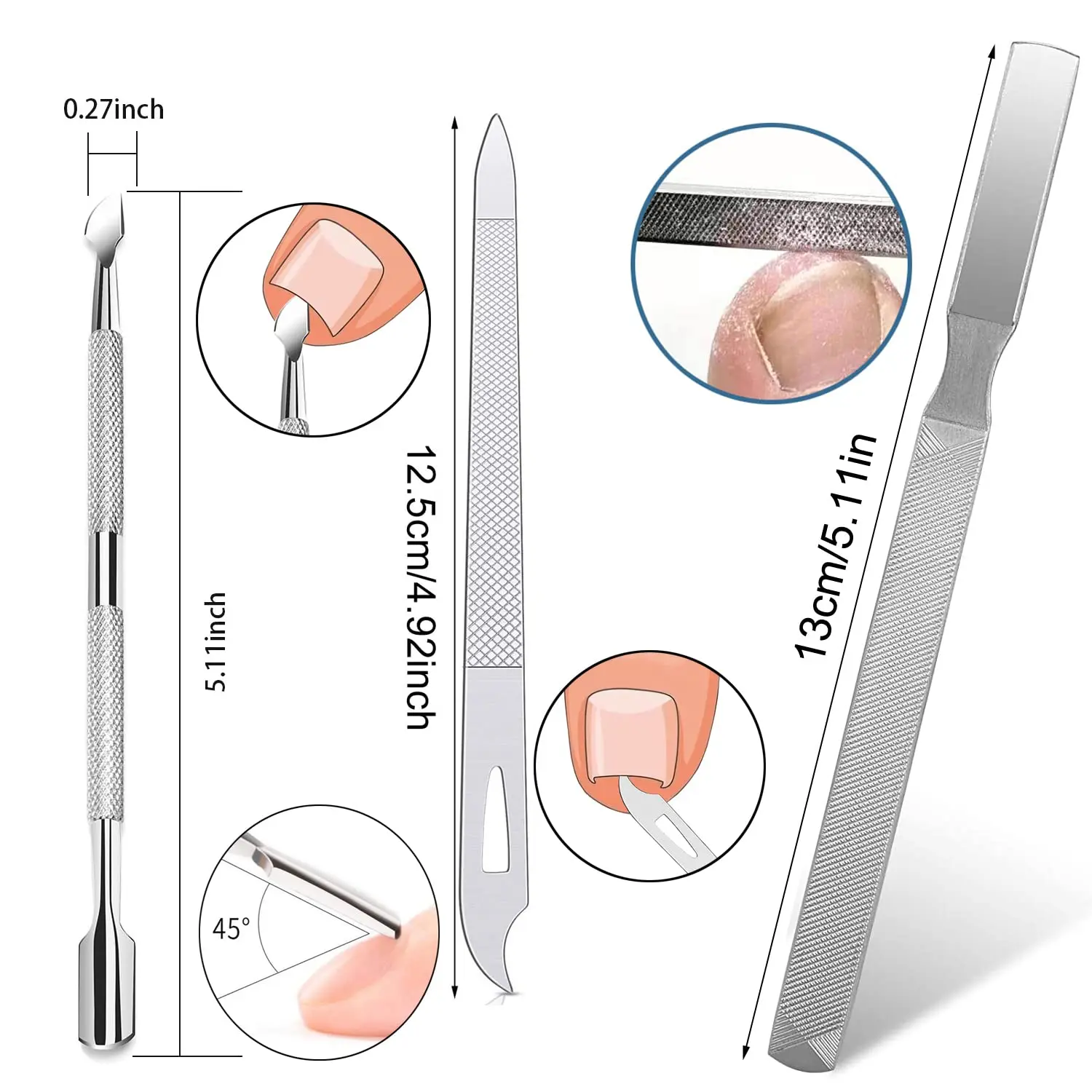 6-teiliges Set zum Entfernen eingewachsener Zehennägel, Nagelbehandlungs-Fußwerkzeug, Zylinderfeilenheber, professionelles Pediküre- und Maniküre-Set, Werkzeuge für den Haushalt