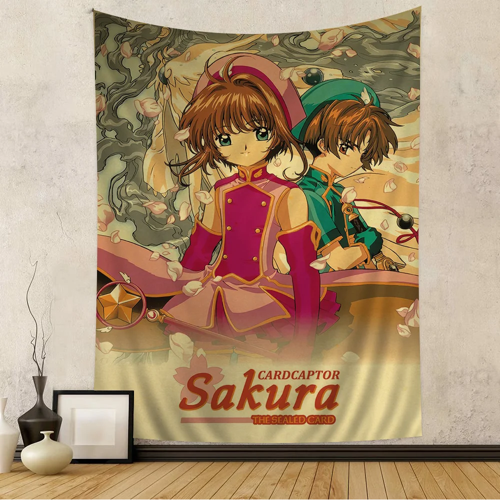 Card Captor Sakura Hanging Bohemian Tapestry Hanging Tarot Hippie Wall Rugs Dorm Japanese Tapestry