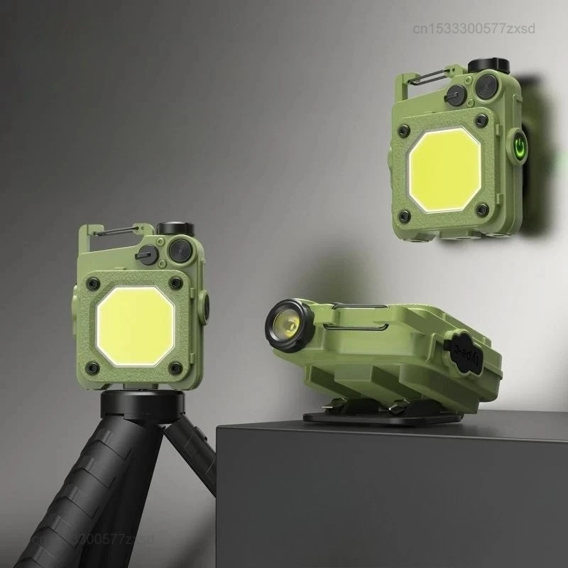 SMILING SHARK LED Flashlight Keychain Light Bright COB Light USB Rechargeable Built-in Battery for Outdoor Hiking Fishing