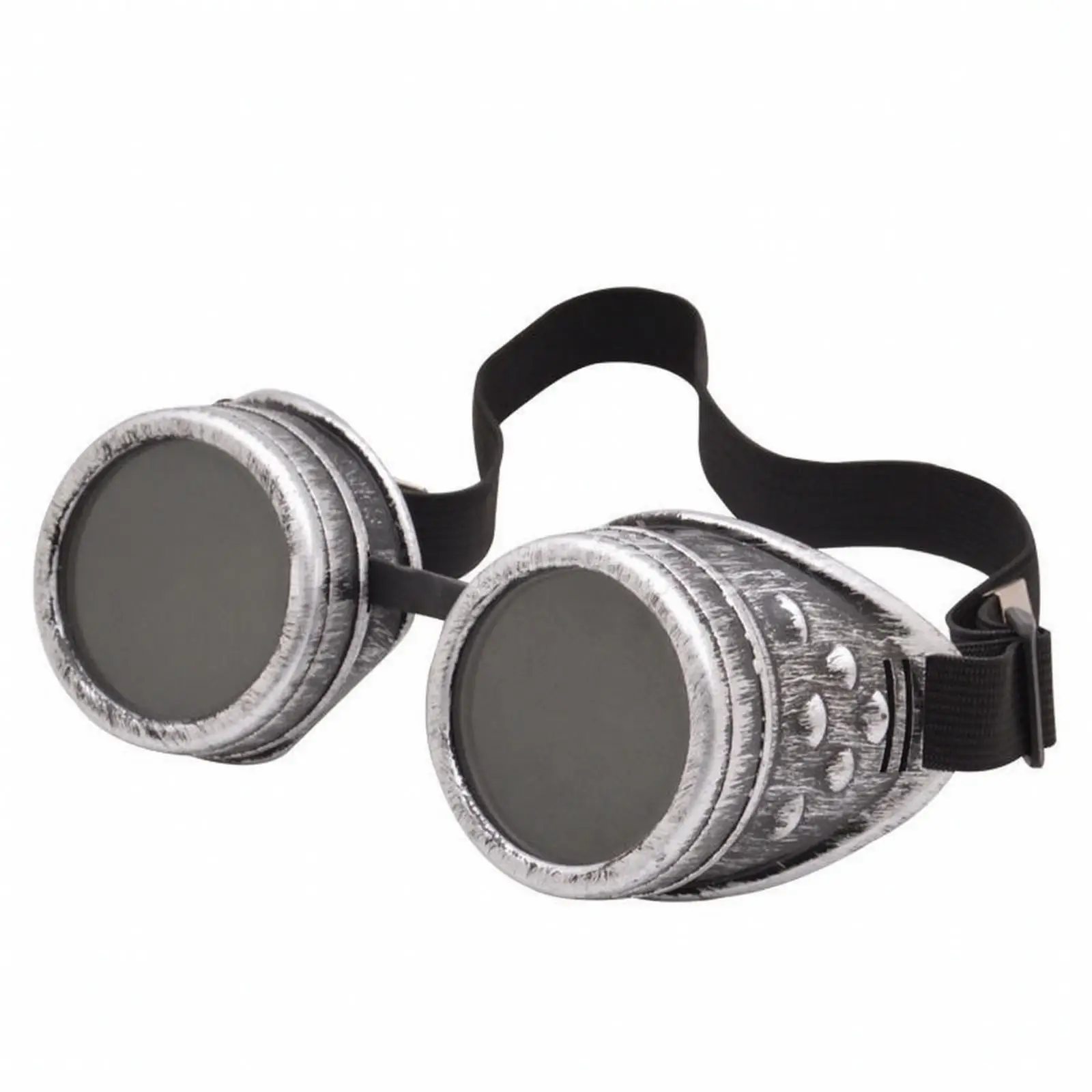Retro Steampunk Goggles for Men Women Cosplay Round Frame Dark Resin Lens Adjustable Head Strap for Stage Performance Themed