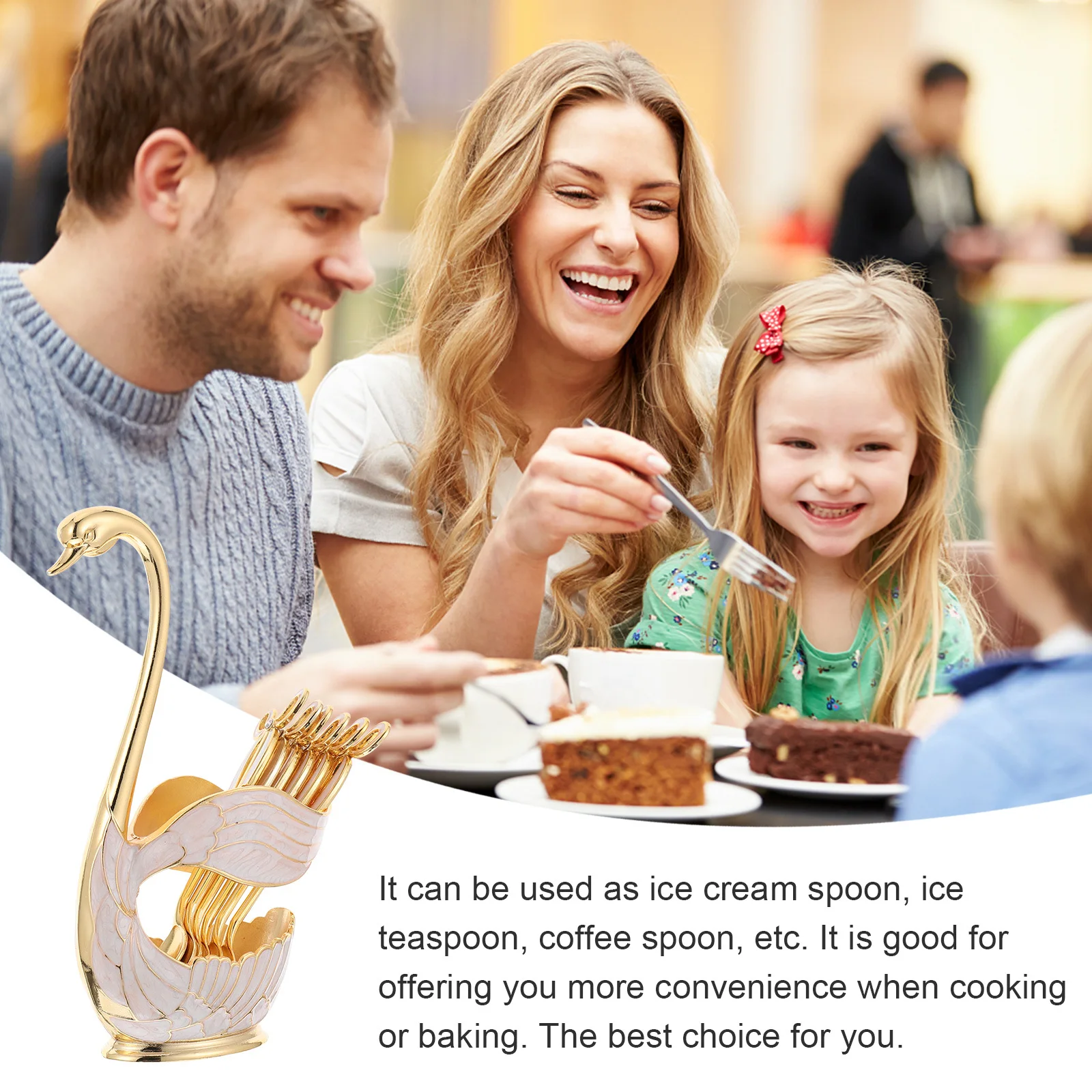 

1Set Fruit Spoon Dessert Cake Kitchen Spoons Holder Zinc Alloy Teaspoon Coffee Stirring Serving Spoon Multi Function