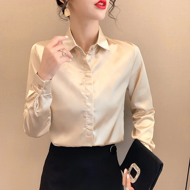 Office Lady Shirts Autumn Spring Slim Blouses Wine Red Tops Burgundy Women Retro Blouse