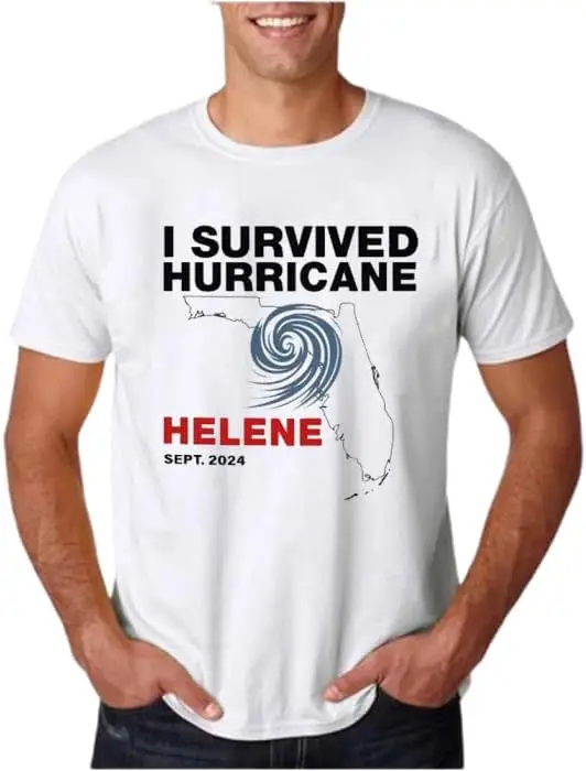 I Survived Hurricane Helene Florida Sept 2024 T Shirt,I Survived Hurricane Helene T-Shirt, Hurricane Helene Shirt. Beige