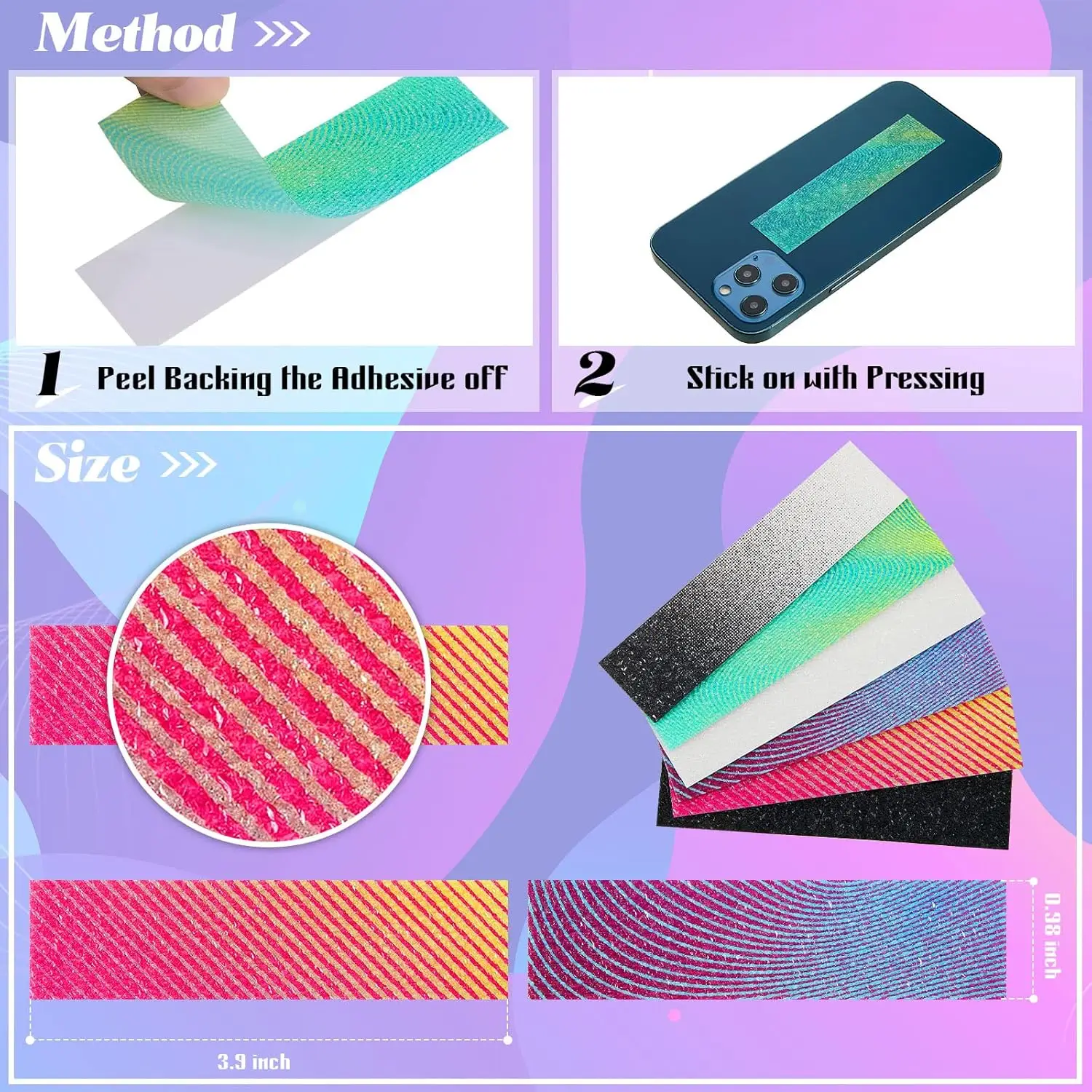 36 Pcs Anxiety Sensory Stickers Mental Health Stickers Fidget Textured Strips Toys Adhesive Tactile Calm Relief Items for Adults