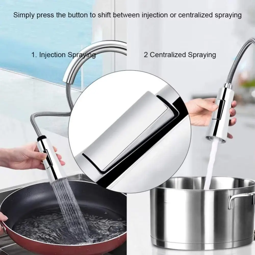 

Creative Plastic Faucet Adapter Anti-splash Adjustable Shower Nozzle Sprayer Pull-out Type Tap Head Universal