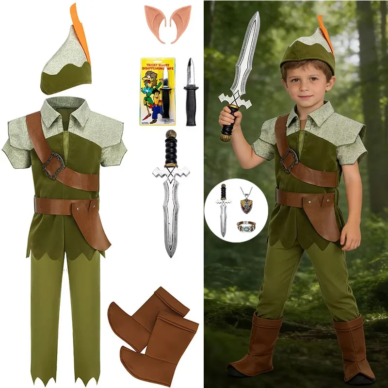 Disfraz de Guerrero Élfico de Lujo para Niños, Inspirado en Peter Pan, Ropa Temática de Cuentos de Hadas, Disfraz Infantil para Halloween, Cosplay y Aventuras