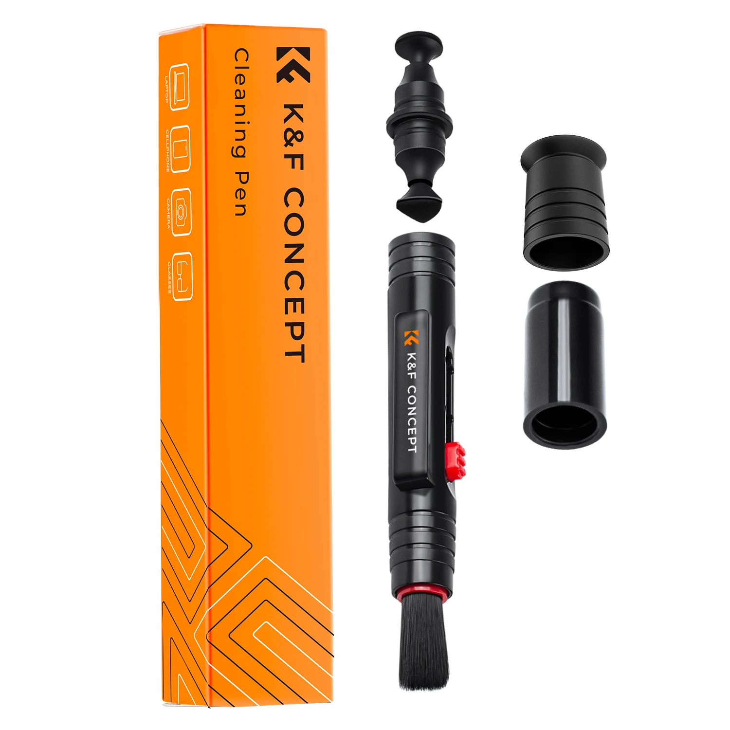 K&F CONCEPT Professionele lensreinigingspen met zachte borstel Carbon Head Bottom Sucker Lensreinigingspen voor Canon Nikon Sony Fuji