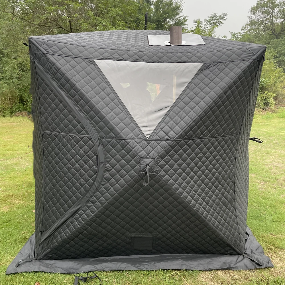 Pop Up Ice Shelter Sauna Tent Room Portable Square Hiking Insulated Camping Ice Hot Cube Winter Fishing Tent Winter House