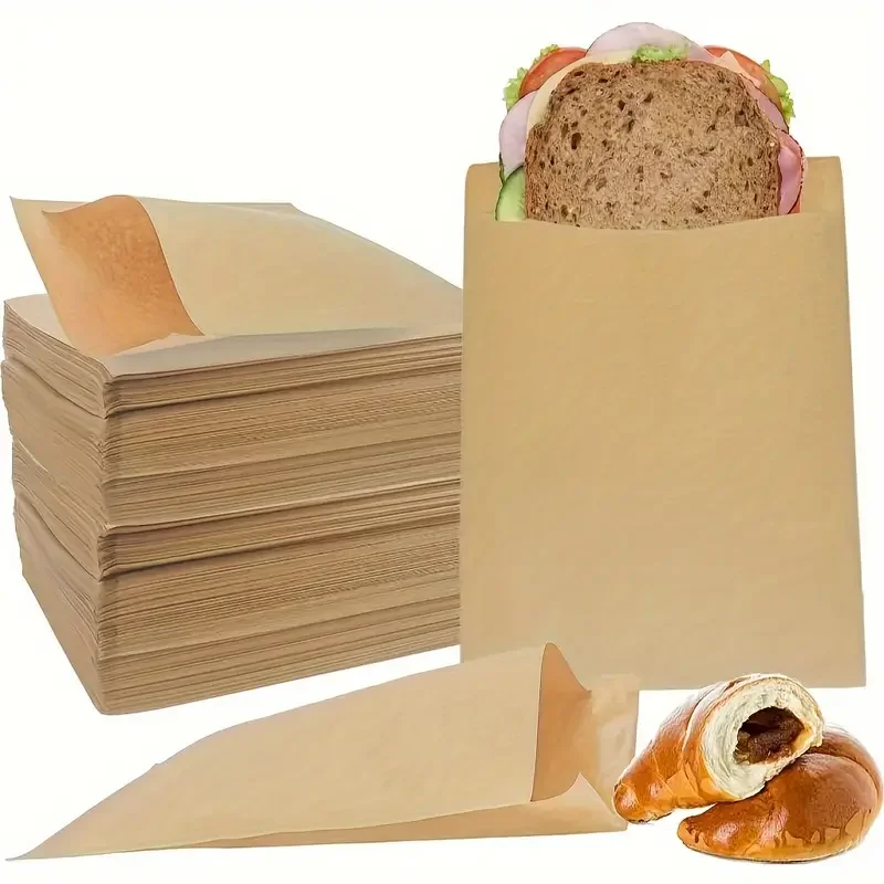 

50/100pcs Sandwich Oil Paper Packaging Wrappers Oil-Proof Food Grade Hamburger Fries Baking Coated Grease Box Bags Disposable