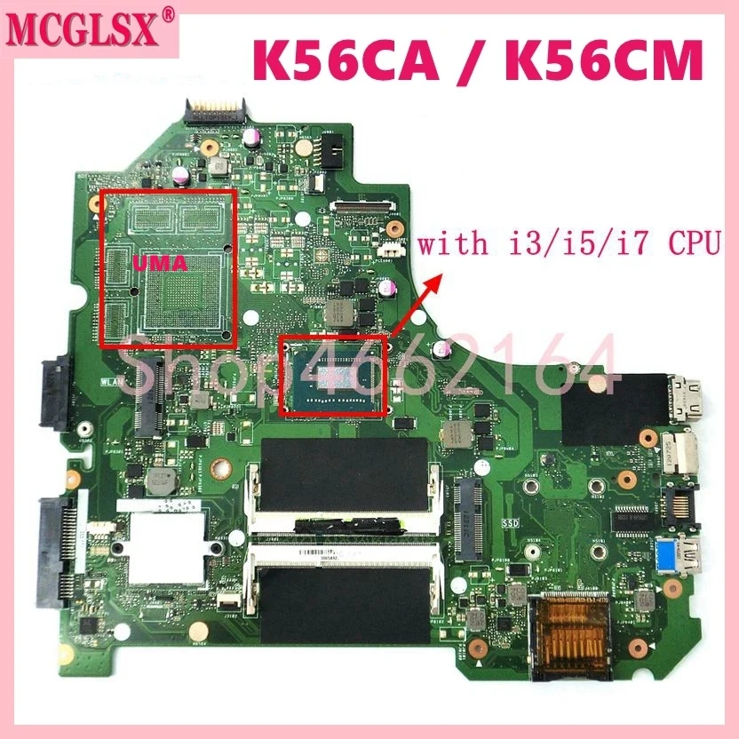 

K56CA With i3/i5 /i7 CPU Notebook Motherboard For ASUS K56CA K56C K56CM K56CB S550C S56C A56C Laptop Mainboard Tested OK