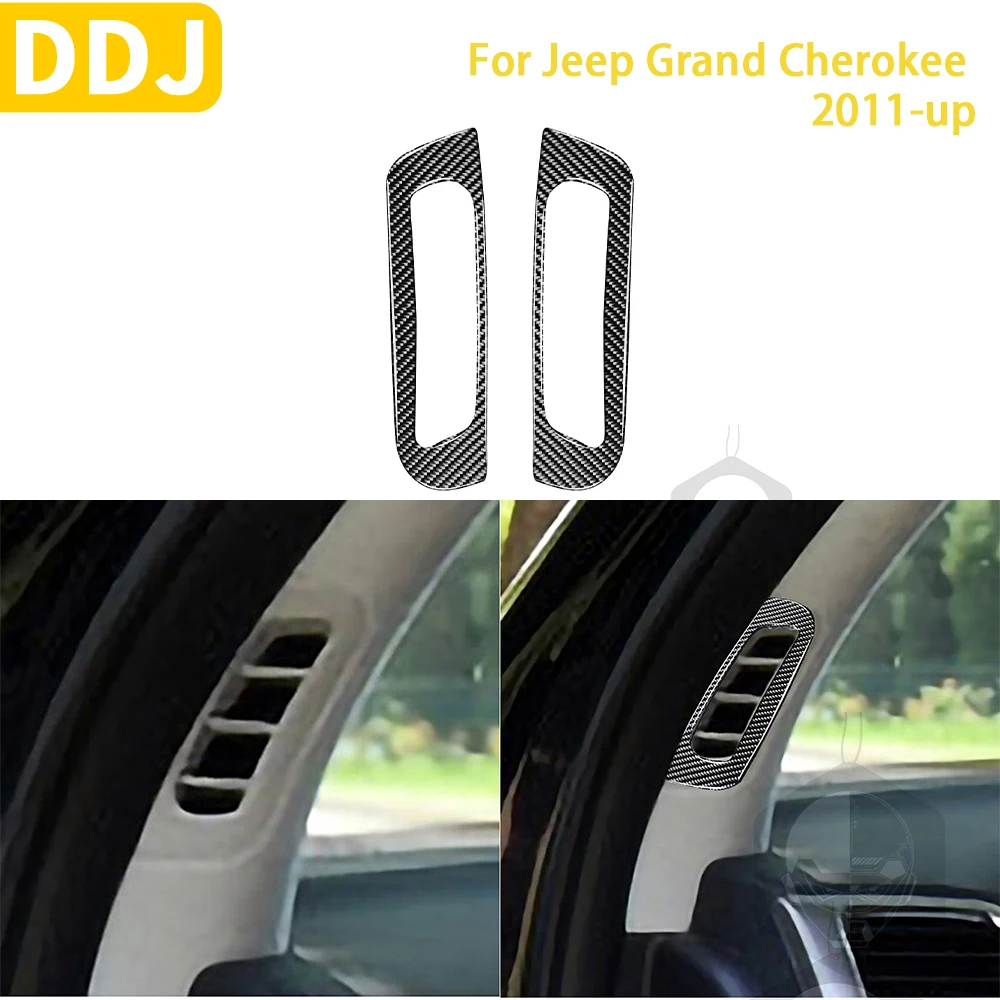 

For Jeep Grand Cherokee 2011-up Accessories Car Carbon Fiber Interior A Pillar Air Outlet Trim Sticker Decoration