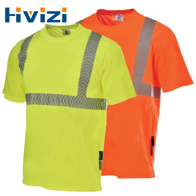 

Hi Vis Safety Short Sleeve Shirt with 3M Reflective Tape Quick Dry Safety Clothing Night Work T-shirt