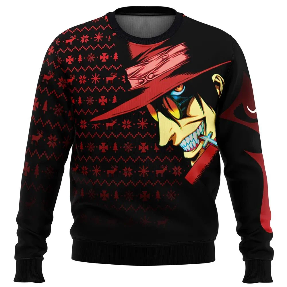 God With Us Hellsing Ugly Christmas Sweater Gift Santa Claus Pullover Men 3D Sweatshirt And Top Autumn And Winter Clothi