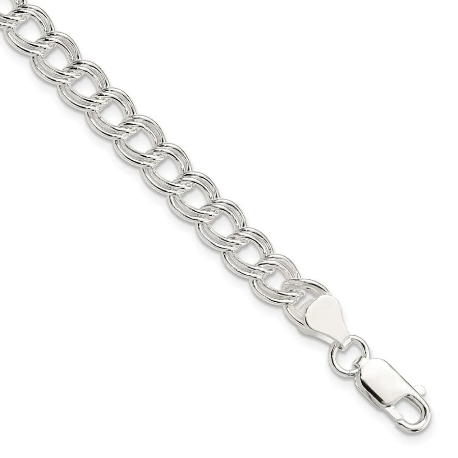 

Sterling Silver 7mm Double Link Charm Bracelet