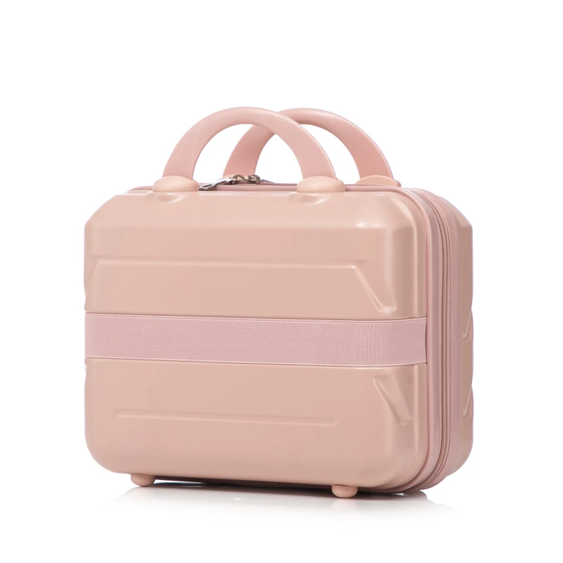 Fotografia 4: Conjunto de malas de viagem ABS de 14/19 polegadas com 2 peças, com fechadura numérica e nécessaire de 14 polegadas (Rosa)