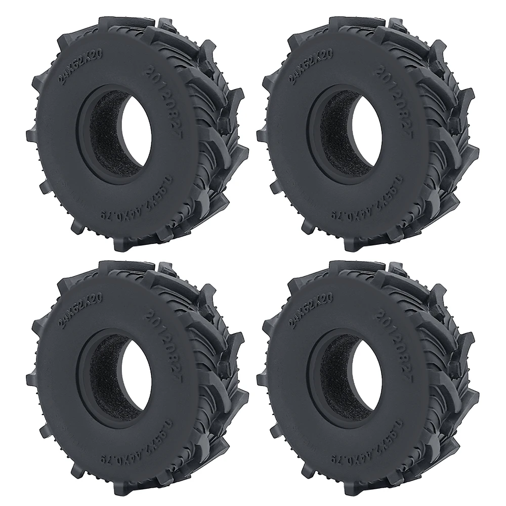 YEAHRUN 4 Stück 1,0 Zoll weiche Gummi-Radreifen 50/54/58/62/64/65 mm für TRX-4M 1/18 Axial SCX24 1/24 RC Crawler Car Upgrade-Teile