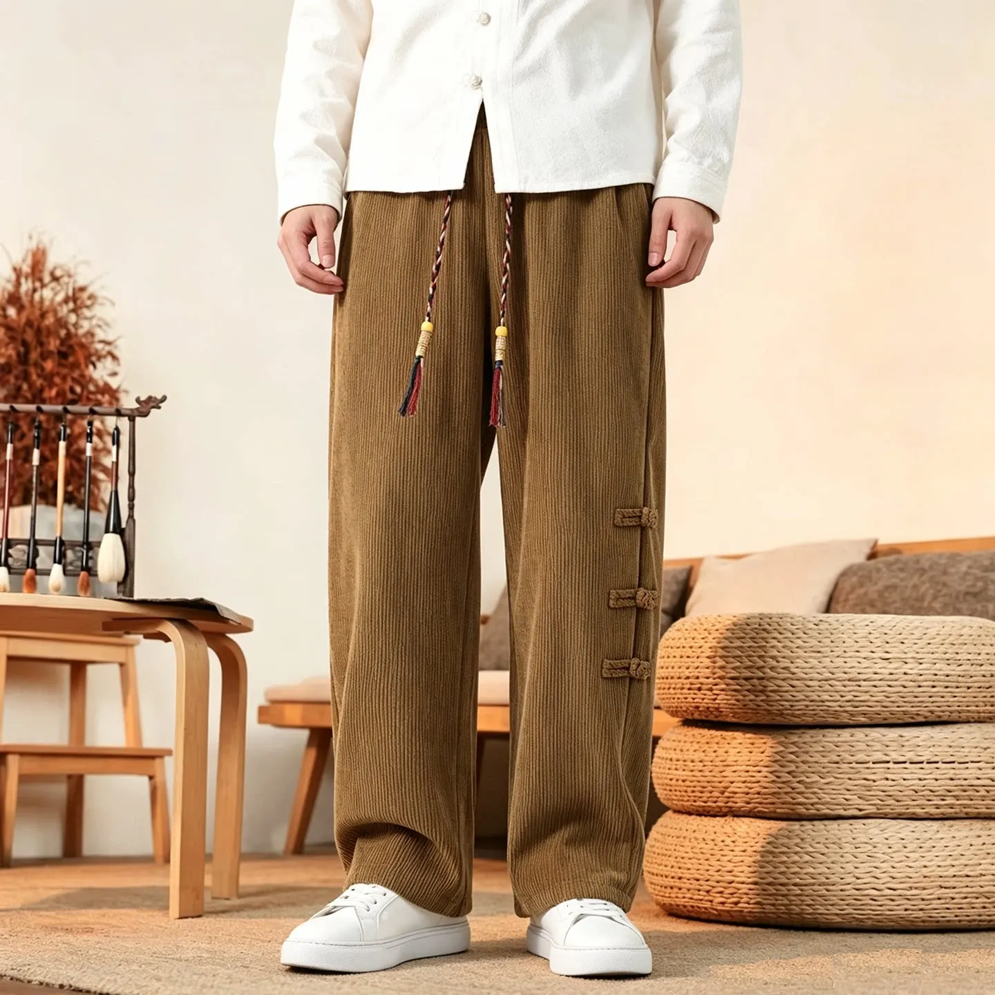 Pants Men Brand New Autumn Warm Thicken Corduroy Pants Fashion Harajuku Pants Men's Oversize Straight Leg Trousers Plus Size 5XL
