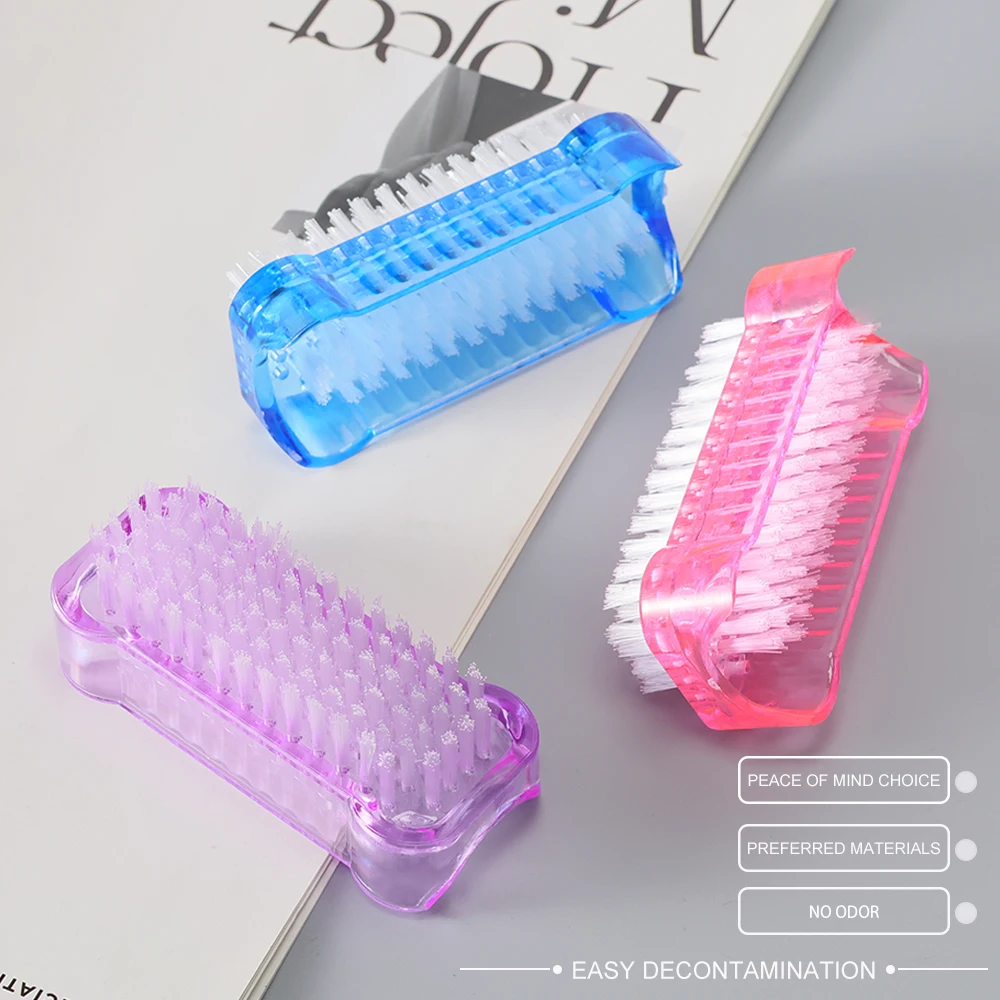 1 Pcs Double Head Brush Cleaning Nail Brush Tools File Nail Art Manicure Pedicure Soft Remove Dust Plastic Dust Cleaning Brushes