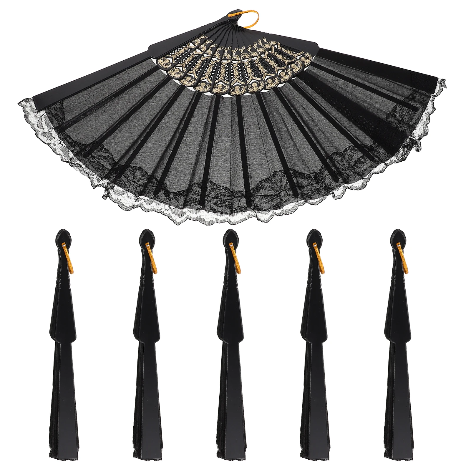 

6 Pcs Folding Fan Chinese Fans for Handheld Fabric Large Dancing Japanese Foldable