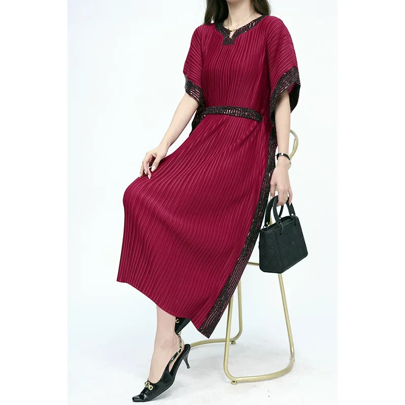 Miyake French High-end Niche Tether Hepburn Style Dress 2025 Spring Loose and Elegant Hot Phnom Penh Medium and Long Dress Women