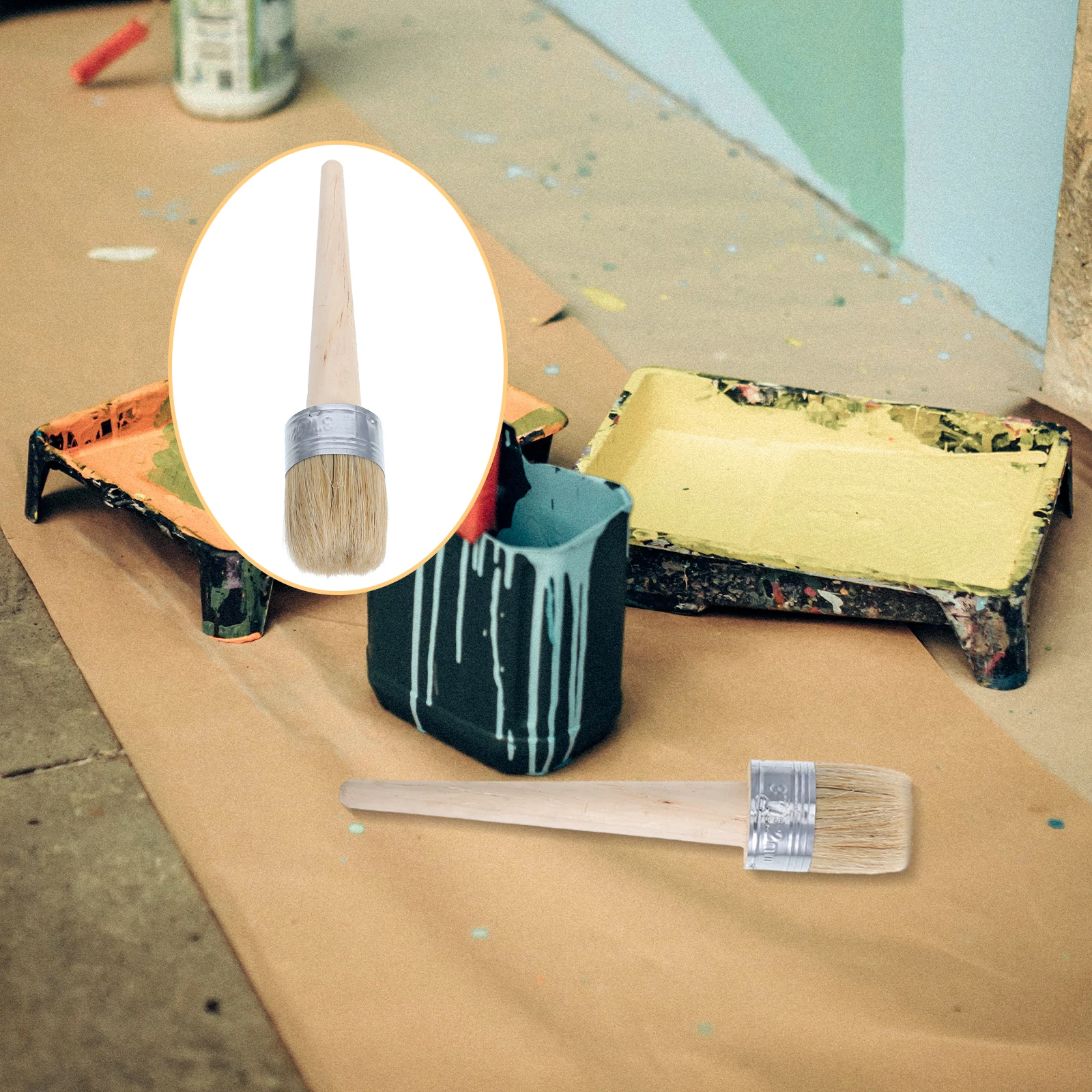 

Round Paint niture Waxing Painting Large Head Natural Bristles 1.5 Inch Works With All Paint Brands Crevice Brush For Wood