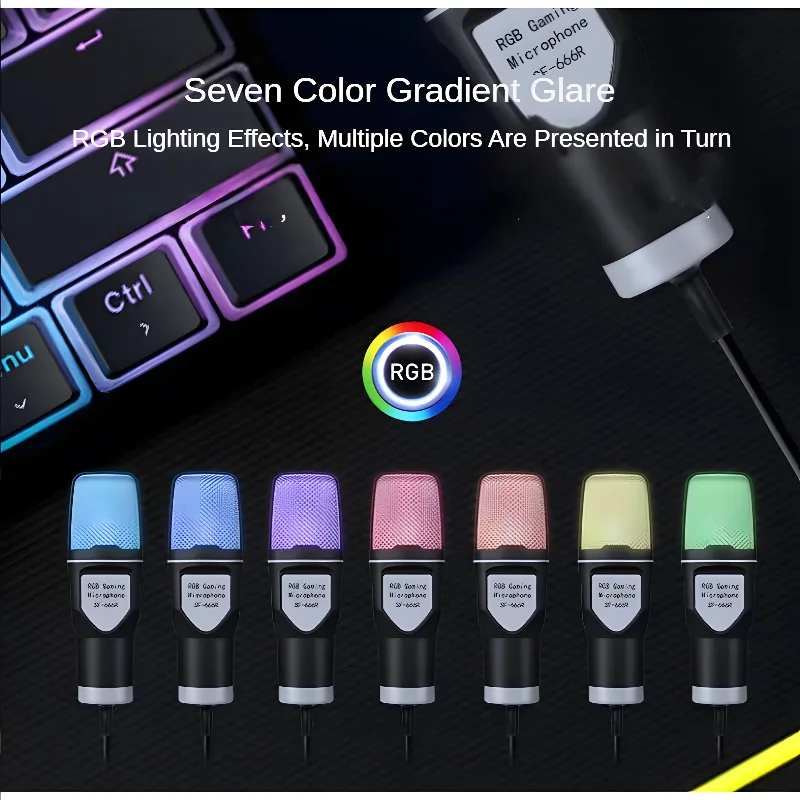 رخيصة RGB 3.5 مللي متر USB تسجيل عدة ميكروفون مع صدمة جبل ترايبود كمبيوتر محمول سطح المكتب السلكية الكمبيوتر الألعاب ميكروفون للهاتف الخليوي الكمبيوتر