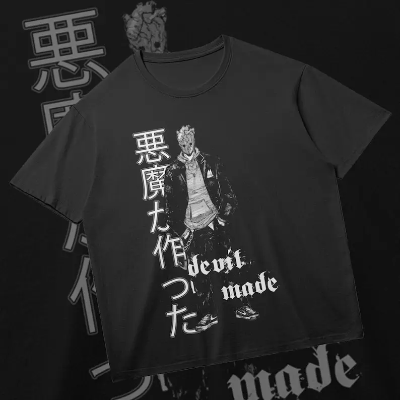 DOROHEDORO Devil Made Retro Anime Gift Shirt Gothic Kanji Manga Fan