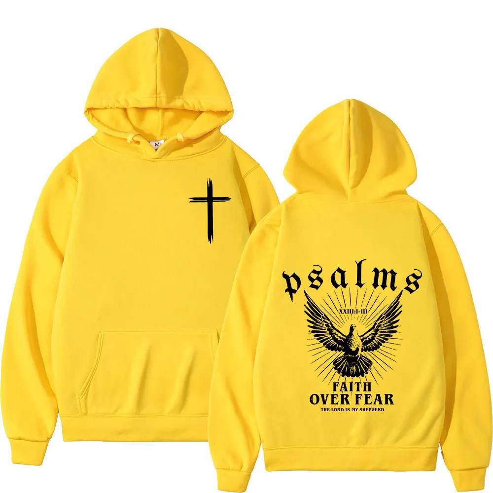 Christian Jesus Faith Over Fear Bible Verse Hoodies Men\'s Women High Quality Sweatshirts Fashion Vintage Pullovers Streetwear