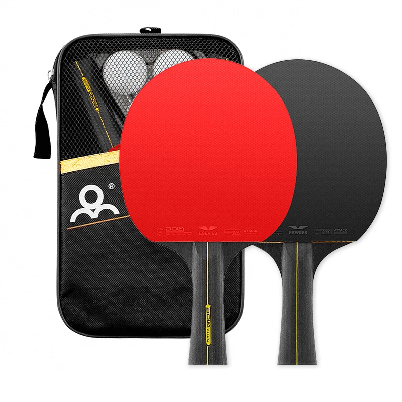 

Набор из 2 ракеток для настольного тенниса 6 звезд, портативные, высококачественные, с резиновым покрытием Pimples-in, с чехлом