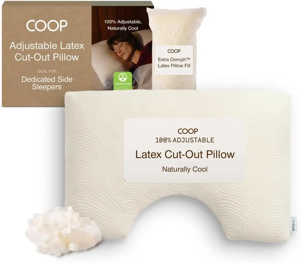 

Adjustable Latex Cut-Out Pillow King - Ergonomic Shoulder Relief, Medium Firm for Side Sleepers, GREENGUARD Gold