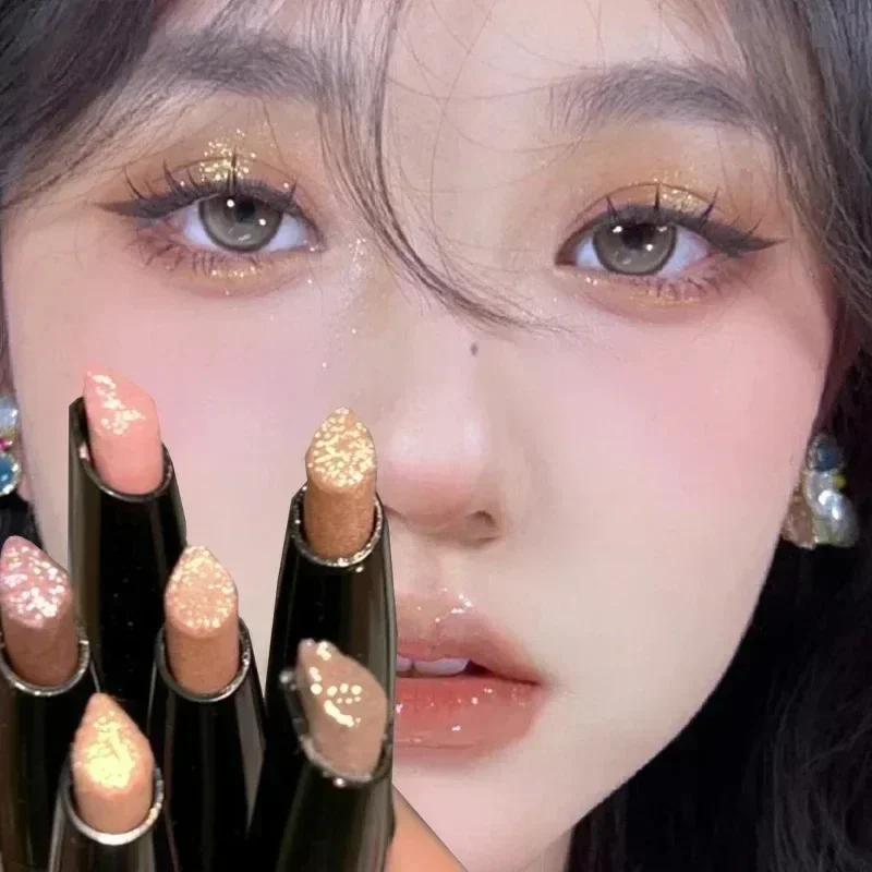 Drop-shaped Glitter Eyeshadow Eyeliner Pencil Makeup Waterproof Lasting Shimmer Bright Peach Pink Highlighter Lying Silkworm Pen