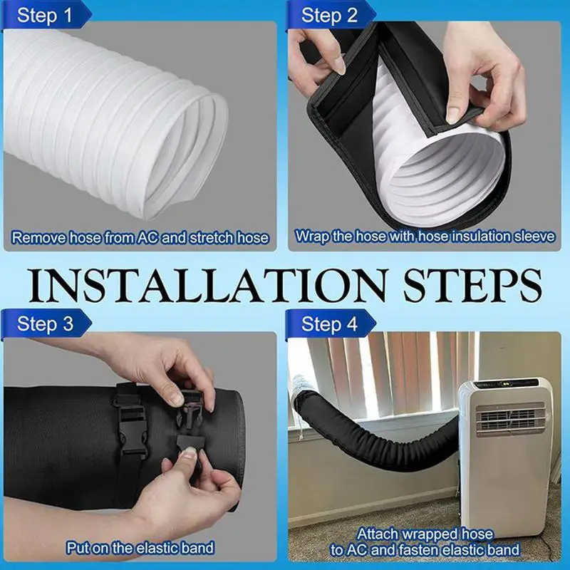 Portable AC Hose Insulation Sleeve Portable Air Conditioner Hose Cover Wrap Adjustable Triple-Layer Insulated Tube Wrap Exhaust